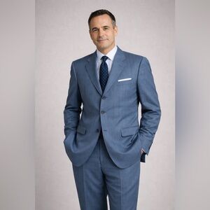 BASILE Italy Gray Pinstripe Wool Suit Set Jacket Pant US 42 Syd Jerome Chicago